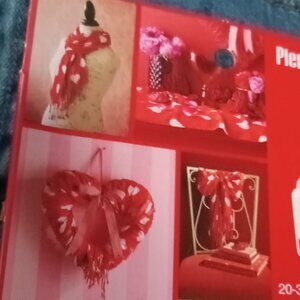 NWT Pier 1 Imports Red & White Heart w/silver threads Scarf or All Purpose Wrap